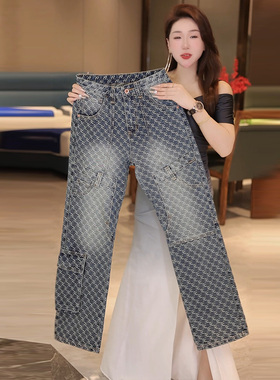 INTI秋冬高端轻奢潮牌牛仔裤男宽松大直筒洋气时尚设计师款伐木裤