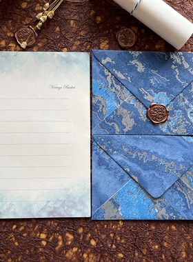 信封信纸高颜值 浪漫简约浮雕原创中国ins古风小众蓝色毕业季情书