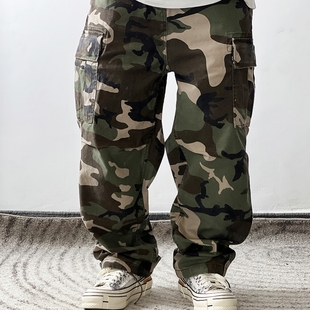宽松直筒迷彩 伞兵裤 平替RRL美式 军风复古vintage重磅朱帆多袋工装