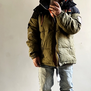 细川雄太READYMADE重磅军风Vintage水洗做旧连帽宽版 白鹅羽绒服潮