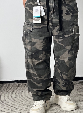 平替潮流 复古迷彩Cleanfit多袋做旧磨边宽松工装伞兵裤Realtree