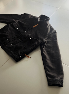 美系血脉 Vintage复古水洗做旧DOUBLE系列短款黑色牛仔外套夹克潮