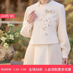 云间茶语 清水溪汉初汉服女东方美学改良圆领短袄松紧八破裙春秋