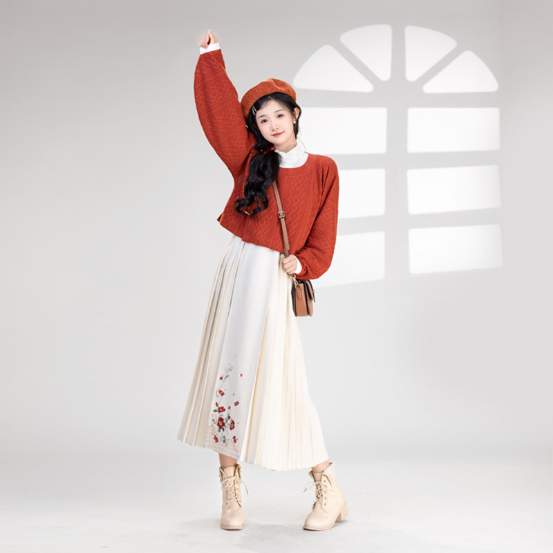 晚山茶 清水溪汉初春秋保暖日常显高显瘦改良汉服女弓袋袖半身裙,女装/女士精品,汉服半身裙,淘宝优惠券,粉丝福利购,淘宝优惠卷