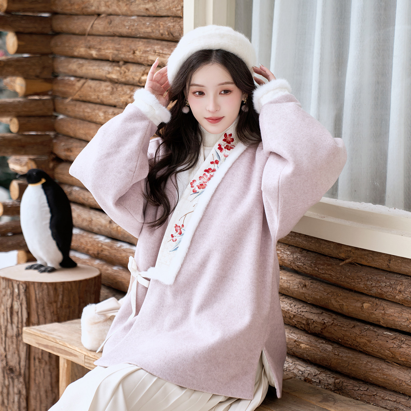 雪落林间 清水溪汉初汉服女国风毛呢对交穿弓袋袖松紧百迭裙秋冬,女装/女士精品,汉服套装,淘宝优惠券,粉丝福利购,淘宝优惠卷