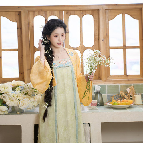 翠引芳华 清水溪汉初改良汉服女新款法门寺外衫春秋季甜美齐胸裙
