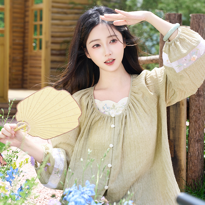 丁香结 清水溪汉初国风汉服女夏季改良汉元素唐坦领设计日常百搭
