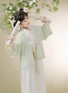 弄玉童装 清水溪汉初原创 改良汉服女童对交穿对襟一片式百迭裙