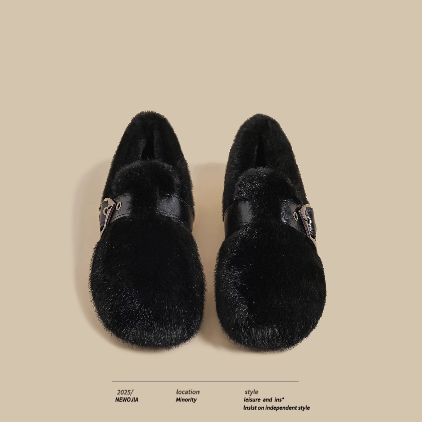 2025秋冬季新款厚底乐福鞋女棕色