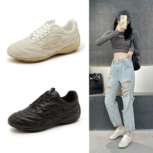 白敬亭同款黑色德训鞋鞋子户外夏季软底休闲鞋女小众运动赛车鞋