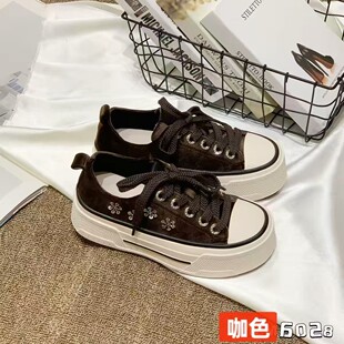 厚底金丝绒复古时尚板鞋2026秋冬新款单里女鞋小个子增高百搭休闲