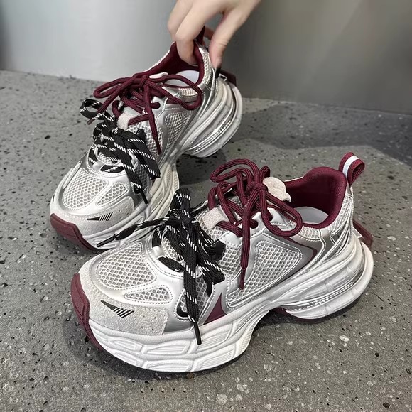 安可拉红厚底老爹鞋2025秋季新款