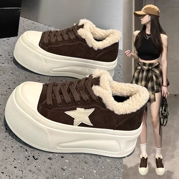 复古真皮毛毛鞋女冬季外穿新款