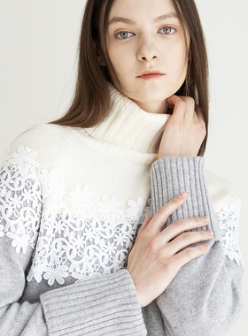 READ_MEREADME读我24春夏蕾丝高领针织连衣裙长裙B90232146