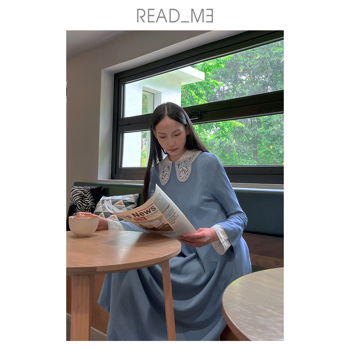 readme秋冬读我气质修身合体优雅大摆针织连衣裙B30213141