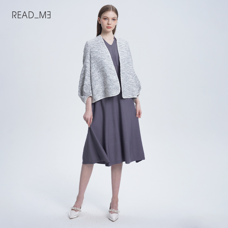 readme复古短夹花灰显瘦外套