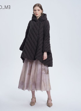 readme23春读我新品宽松显瘦连帽中长款羽绒服T31412288