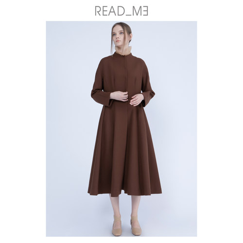 长款风衣READ_ME修身收腰圆领