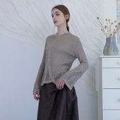 READ_ME读我米灰弧门襟针织开衫 B30201247