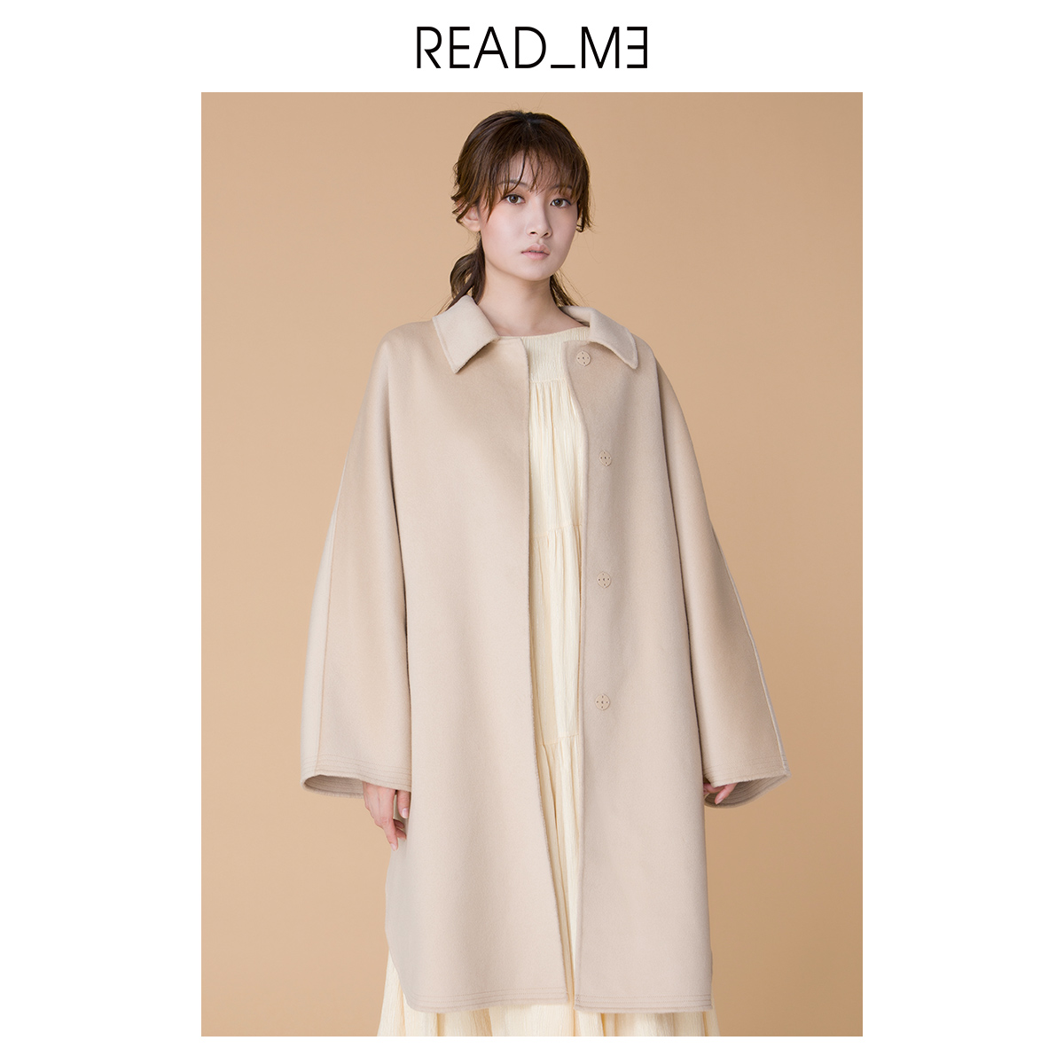 读我新款挂式圆摆廓型羊毛大衣