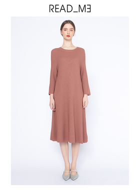 readme读我春女士中长款休闲桔针织衫连衣裙70235349