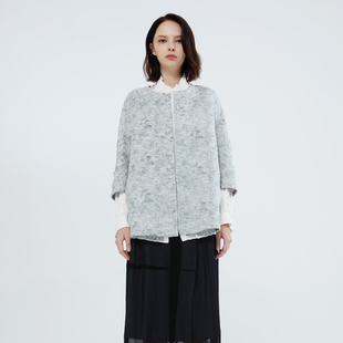 商场同款 简约圆领印花肌理短外套B10605208 readme23秋新品