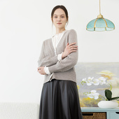 Readme读我女装 B90236146 清新减龄浅灰花边针织开衫