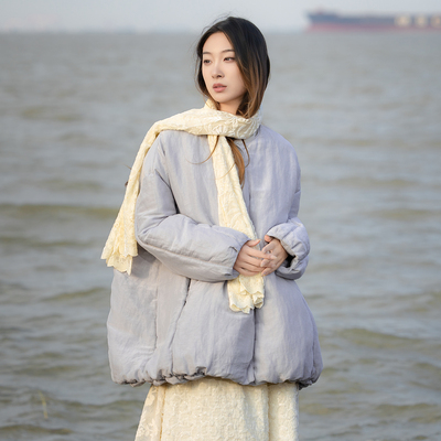 README无领面包短款羽绒服