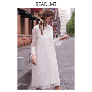 连衣裙两件套60107120 白长袖 蕾丝衬衫 商场同款 Readme2021秋新款