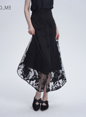 Readme读我百搭网纱绣花女长裙半身裙50312403