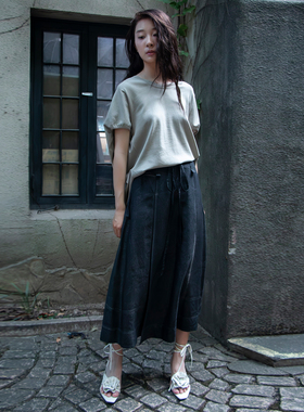 READ_ME读我复古黑咖蝴蝶结系带结构显身材秋冬半裙B80302126