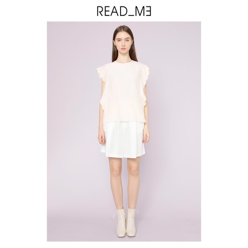 readme衬衫夏季绣花小飞袖上衣