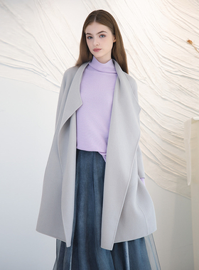 README读我精致优雅羽灰色双面呢羊毛大衣60952604