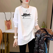 女纯棉长袖 专柜撤回清仓秋冬季 内搭t恤 宽松大版 打底衫 新款 中长款