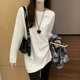 大白t恤 女宽松内搭洋气遮屁股下衣失踪长袖 秋冬纯棉中长款 打底衫