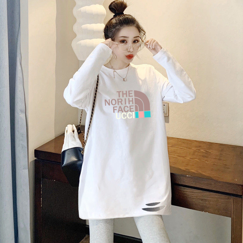 中长款宽松破洞大版显瘦纯棉卫衣