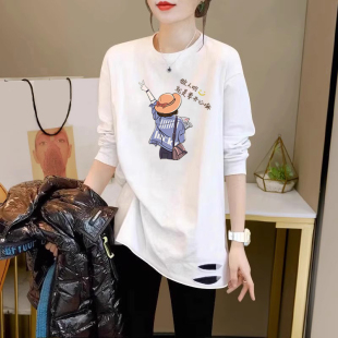 宽松大码 秋冬款 女款 纯棉加绒打底衫 遮屁股叠穿卫衣 洋气内搭中长款