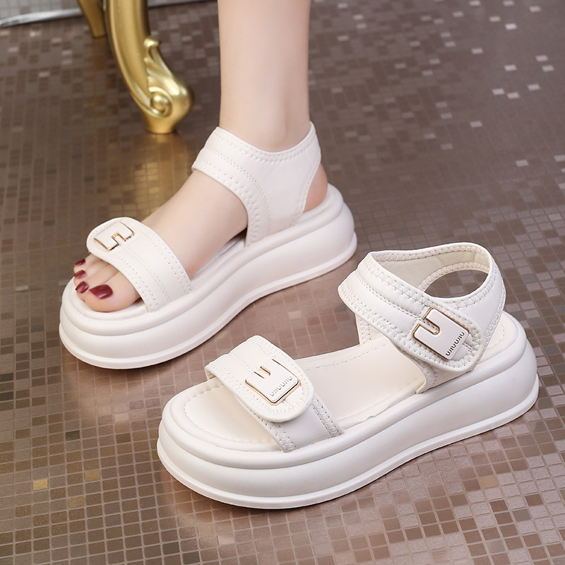 运动凉鞋女款2025新款夏季外穿网红爆款魔术贴厚底增高软底沙滩鞋,女鞋,休闲凉鞋,淘宝优惠券,粉丝福利购,淘宝优惠卷