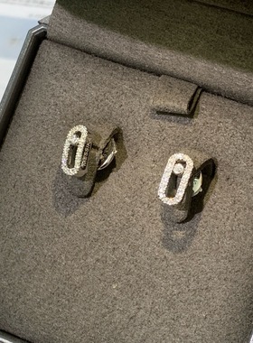 二手MESSIKA梅西卡白金MOVE UNO密镶钻石耳钉