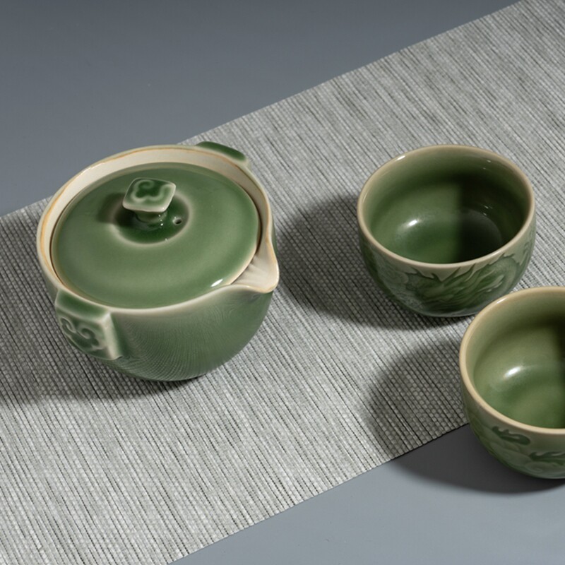 龙泉濡轩青瓷高端茶具套装图片
