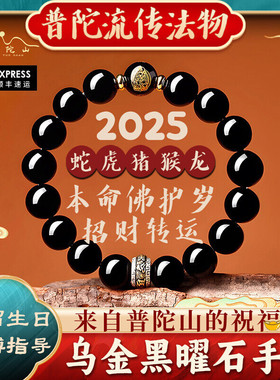 【普陀山直发】乌金黑曜石本命佛手串男蛇年本命年手链女款转运珠