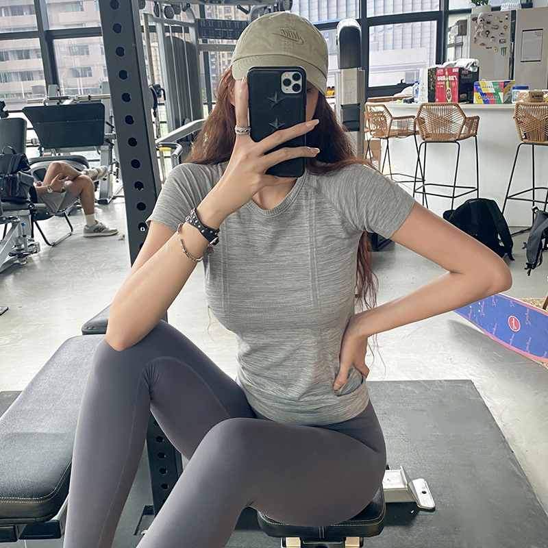 岚纹显瘦普拉提t恤圆领速干女