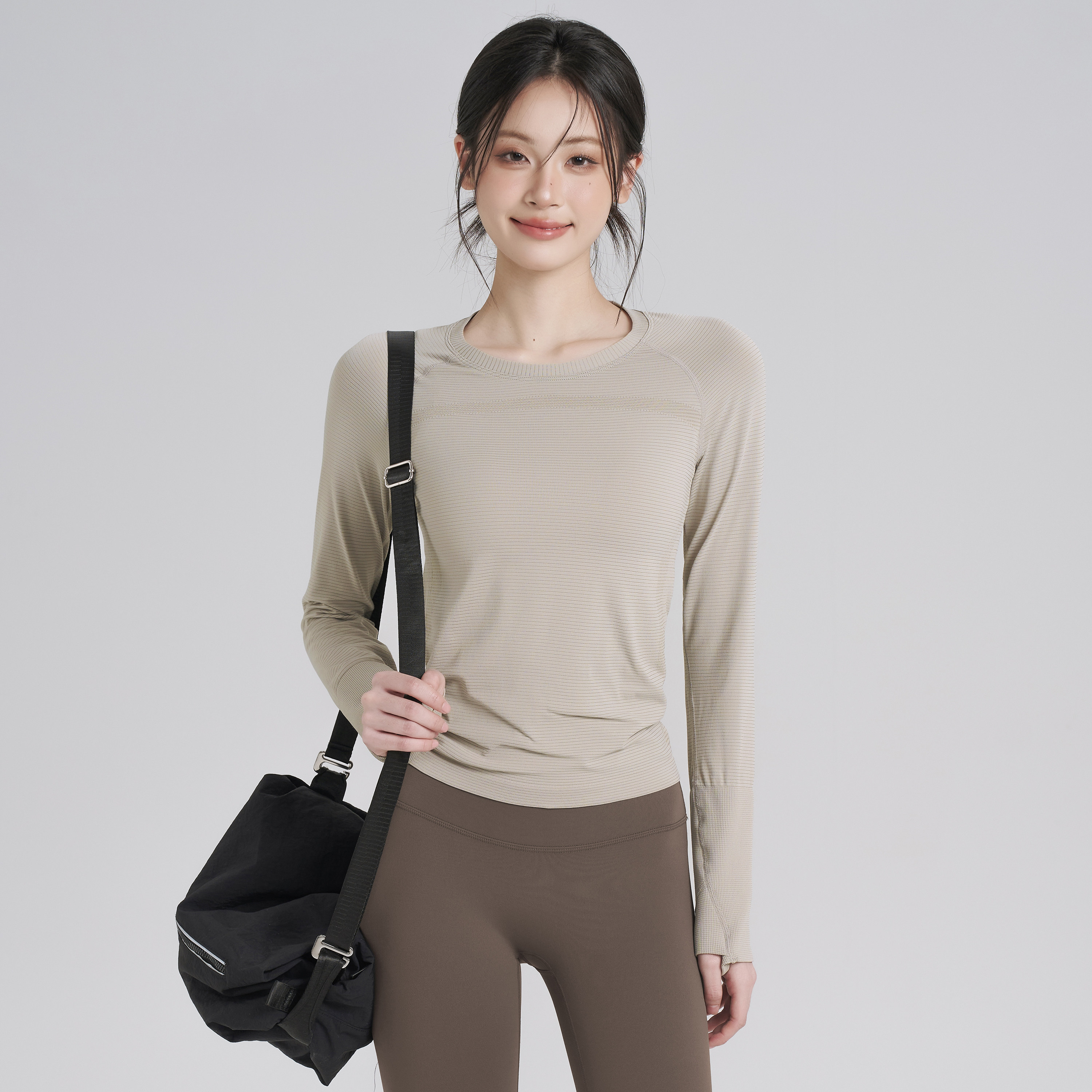 岚纹速干健身瑜伽服女透气训练运动长袖圆领无缝高弹跑步t恤秋冬,运动服/休闲服装,健身衣,淘宝优惠券,粉丝福利购,淘宝优惠卷