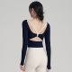 岚纹秋冬瑜伽服长袖 女带胸垫美背显瘦运动上衣普拉提健身训练T恤