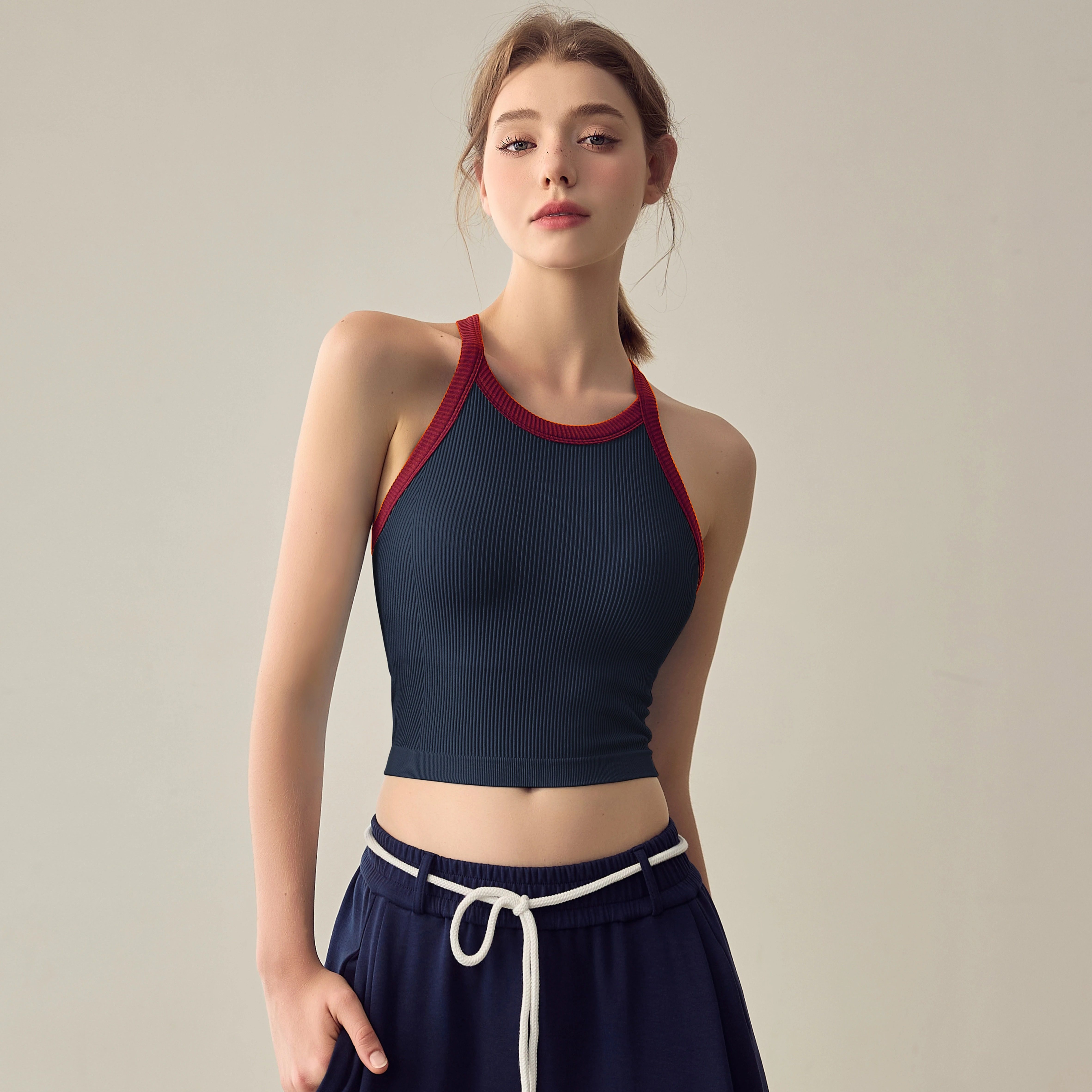 岚纹含胸垫拼色瑜伽背心女跑步防震运动内衣训练美背健身文胸夏季,运动服/休闲服装,运动文胸,淘宝优惠券,粉丝福利购,淘宝优惠卷