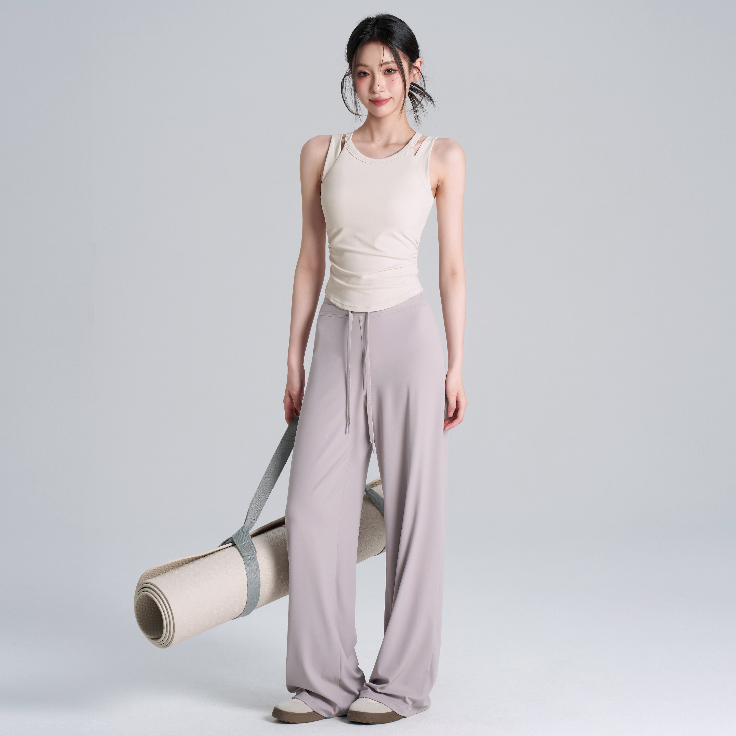 岚纹带胸垫收腰普拉提健身背心训练瑜伽服上衣防震运动套装女夏季