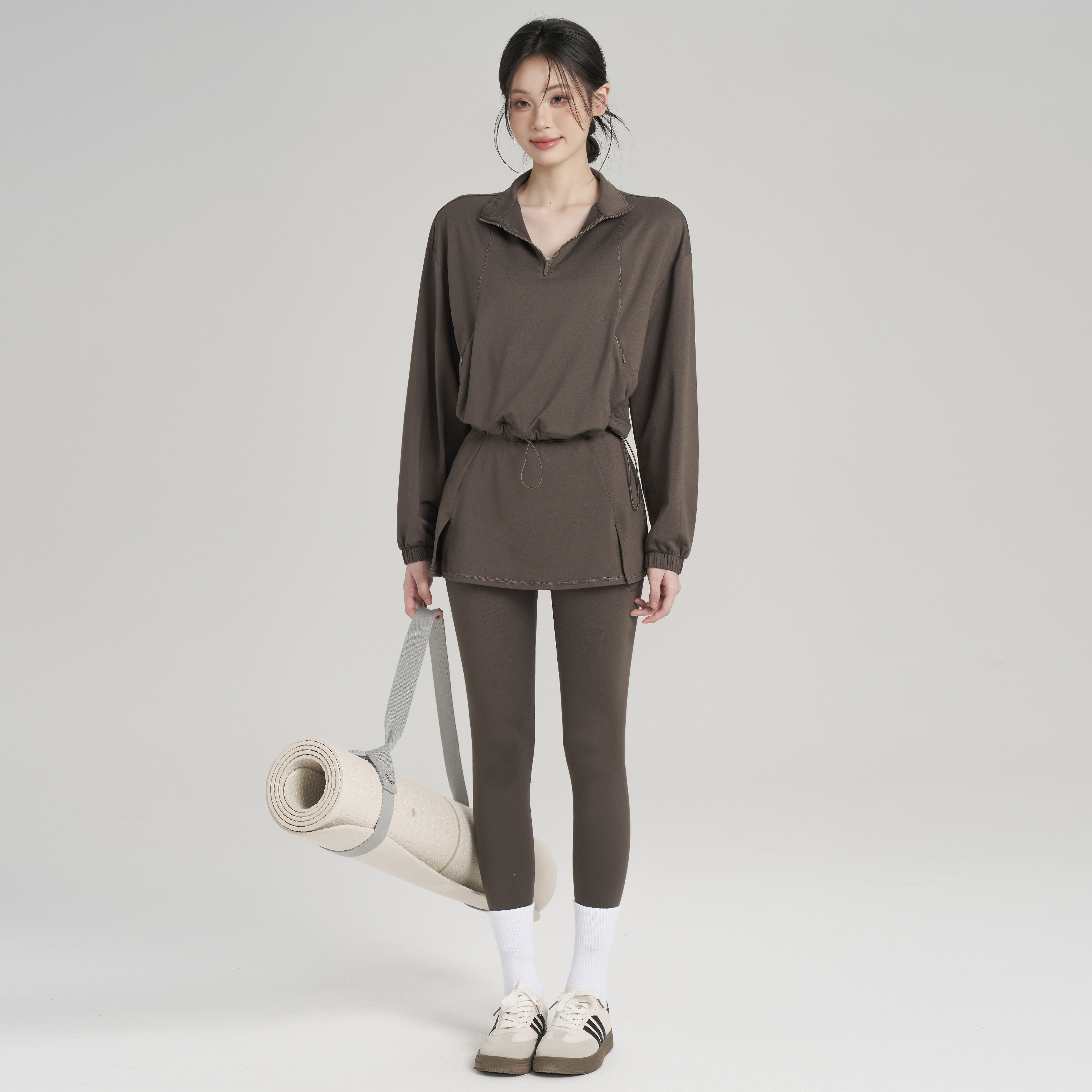 瑜伽服套装女秋冬薄绒运动健身裤