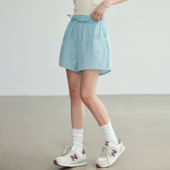 夏防走光户外工装 裤 休闲跑步三四分裤 岚纹宽松运动短裤 健身中裤 女