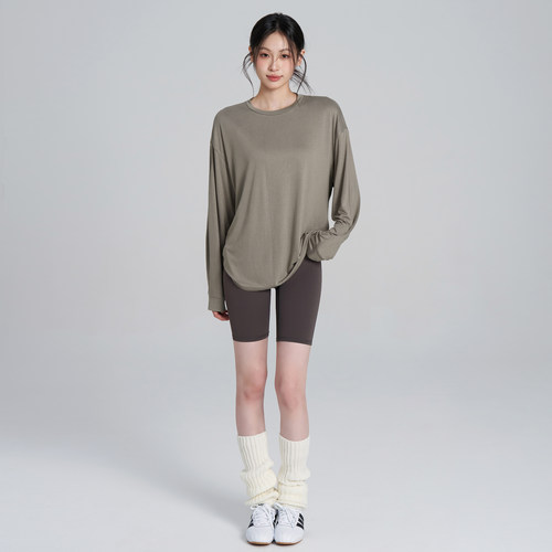 圆领宽松健身服女长款瑜伽上衣