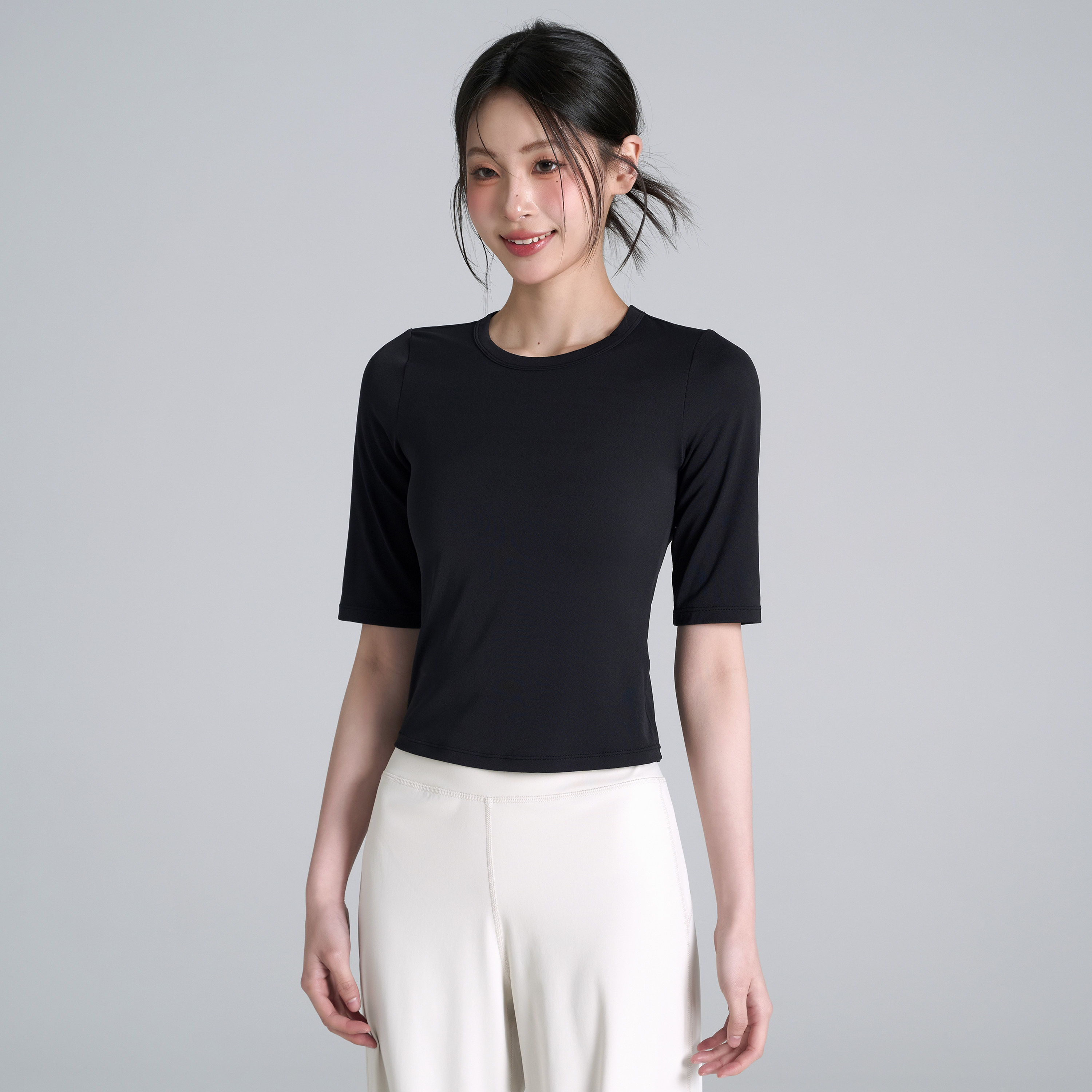 夏季中袖普拉提瑜伽服运动短袖女图片